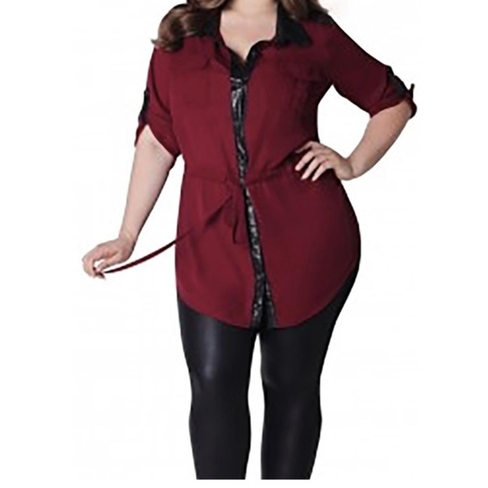 Beautiful Burgundy Military Tunic Top NWOT